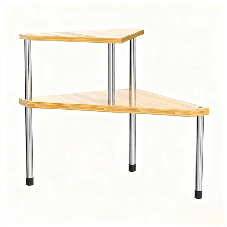 2-Tier Bamboo Bathroom Corner Counter Shelf manufacturers